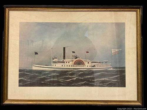 Large Antique Print Steamship Nantucket (1 of 4)