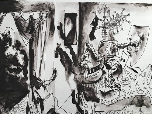 PICASSO. Chevalier en armure, page et femme nue. Lithograph. 1951 (1 of 10)