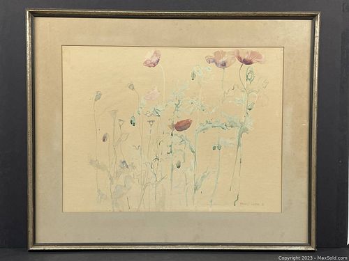 WATERCOLOR "POPPIES #5" BY MOLLY LAMB B. (Signed lower right) (1 of 4)