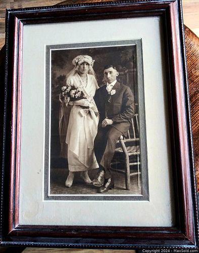 Antique Wedding Photograph, Matted and Framed, Early 20th