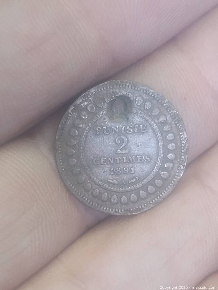 1800s 2 cent holed coin european South Frontenac (Ontario Canada