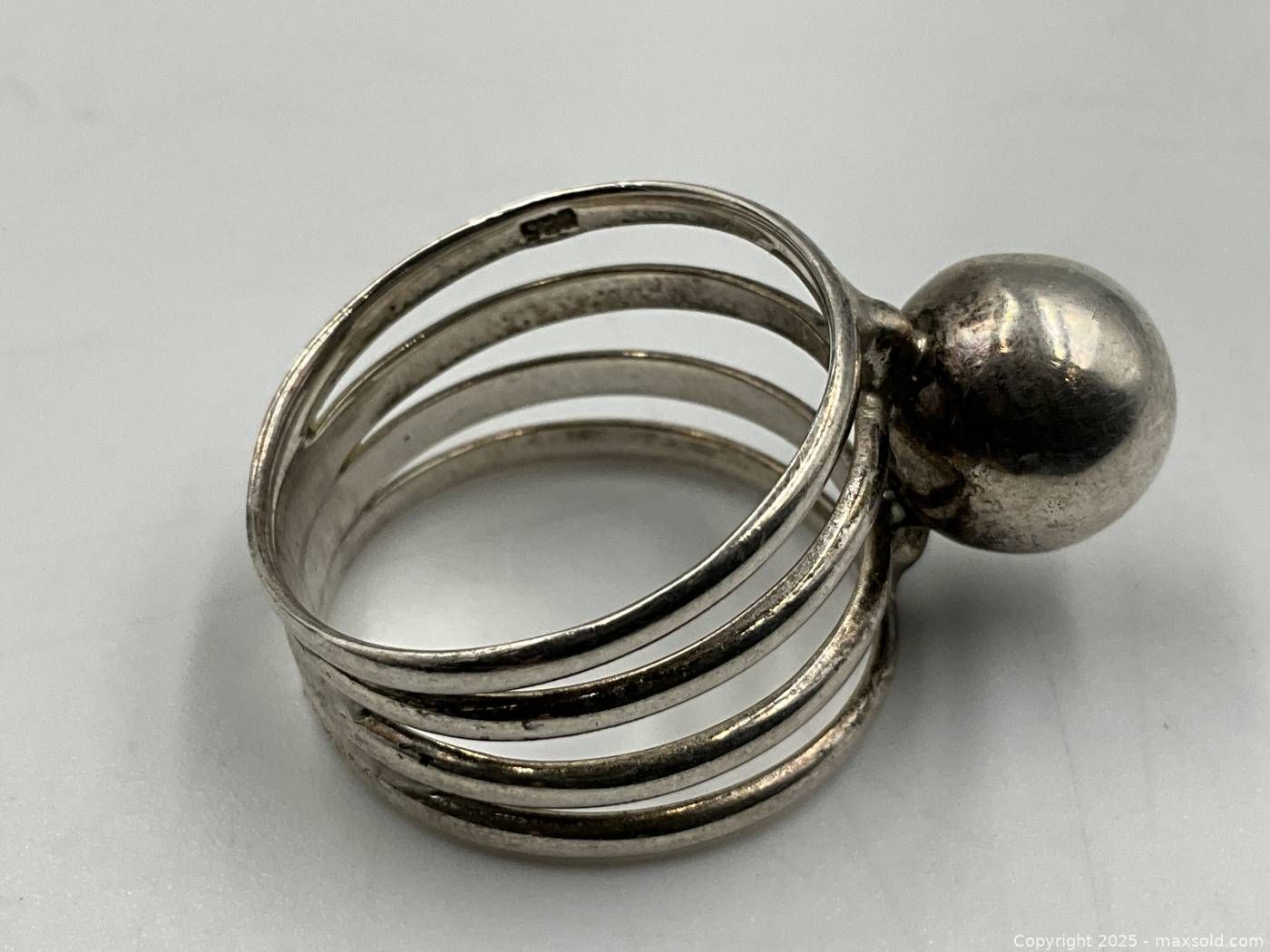 Sterling silver Taxco bracelet ball ring onyx clip earrings Maxsold