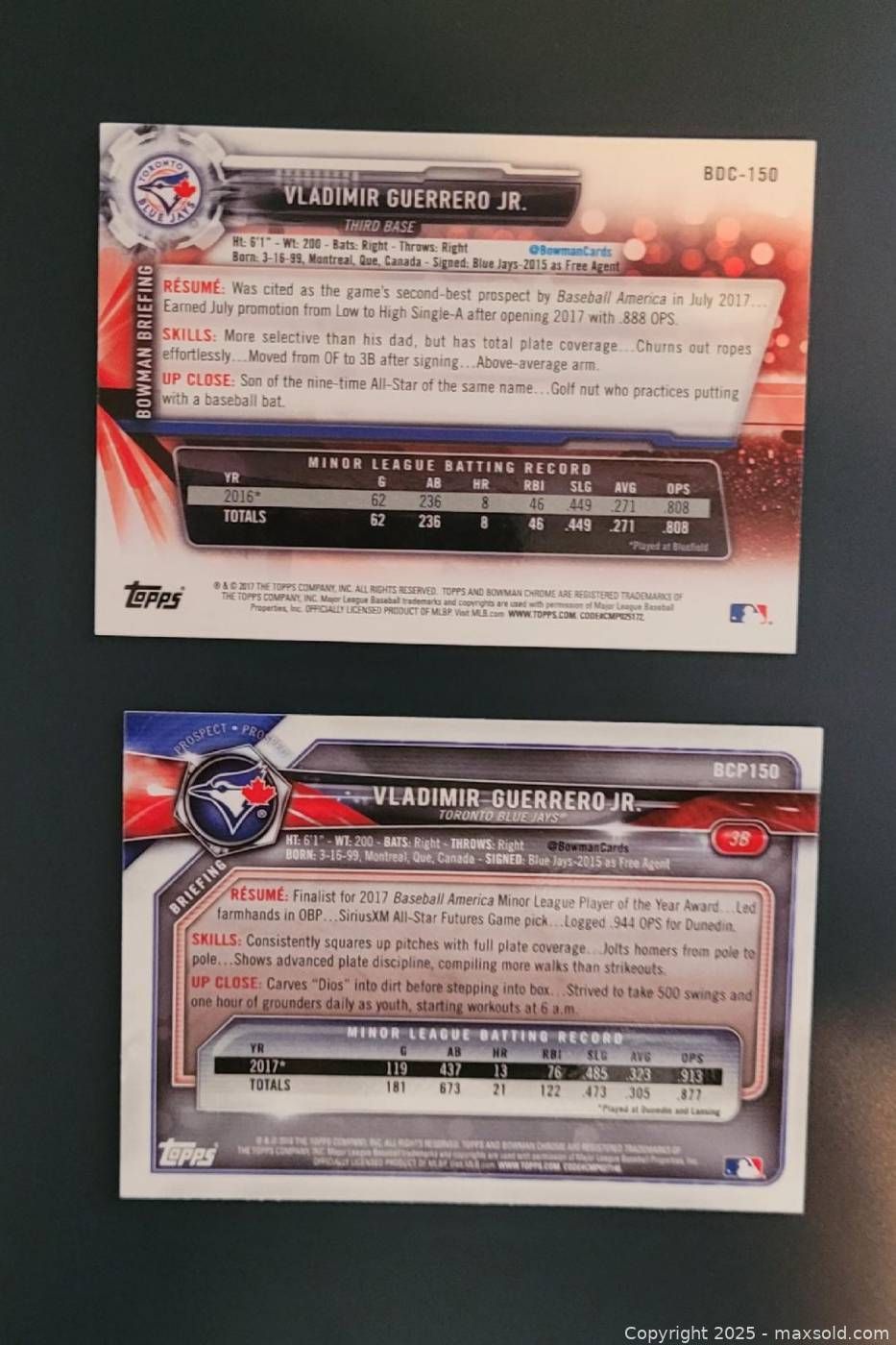 Vladimir Guerrero Jr. Bowman Chrome rookie cards | Maxsold