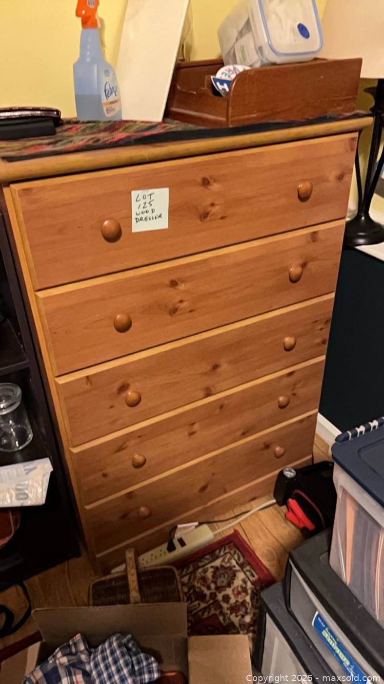 Solid wood five drawer dresser Maxsold