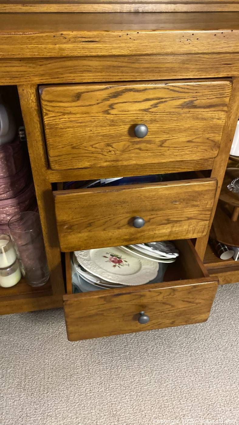 Oak Mission-Style Hutch Buffet Base | Maxsold
