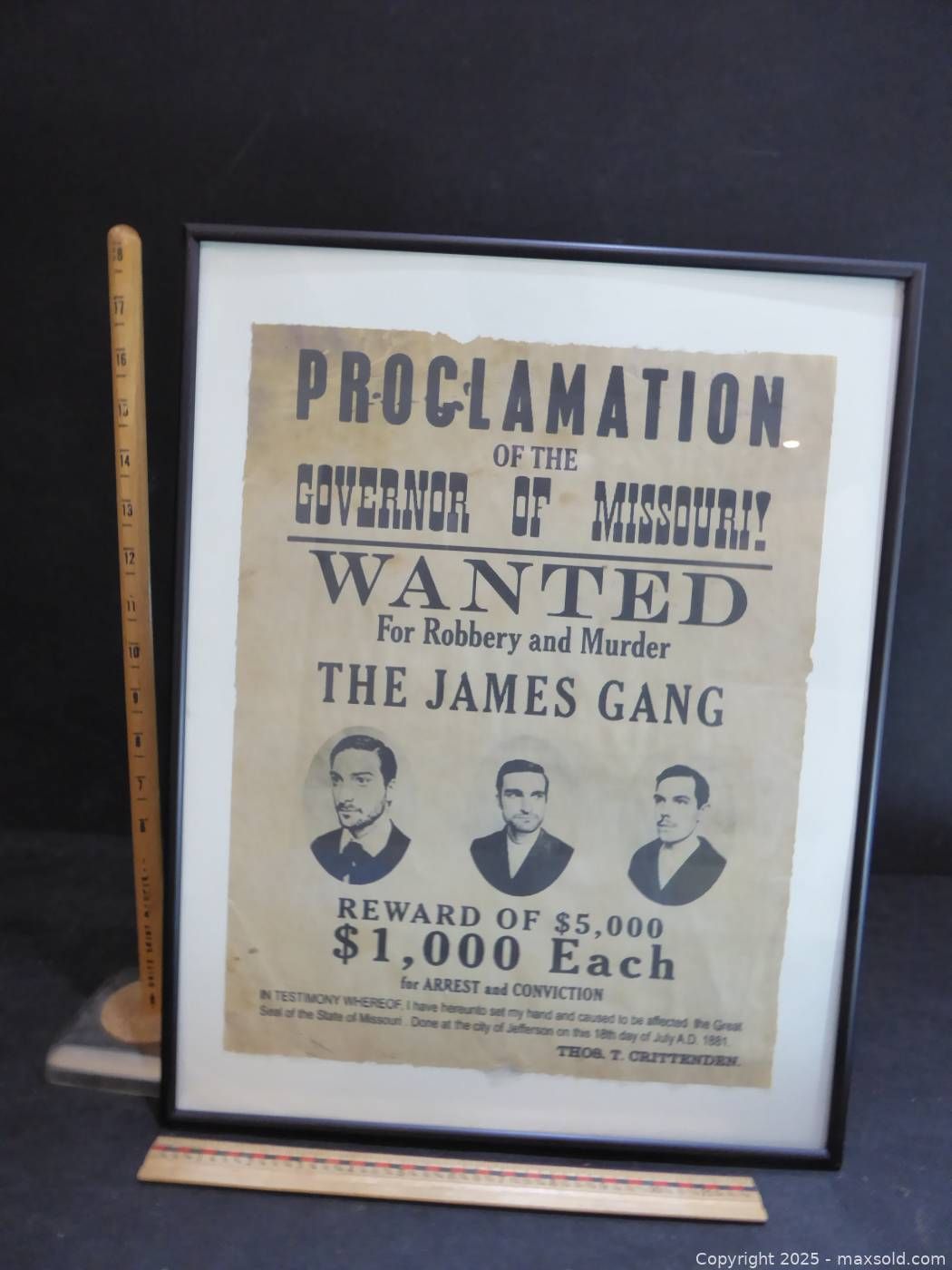 Framed James Gang Wanted Reproduction Poster Maxsold