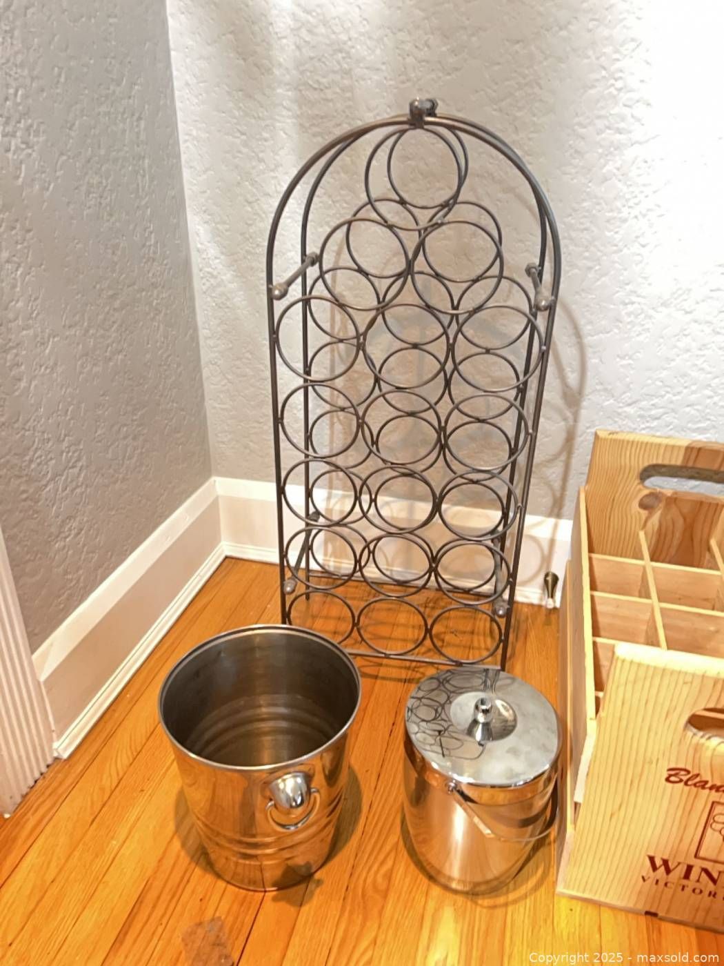 Wooden Wine Crates, Metal Wine Rack, Ice Buckets | Maxsold