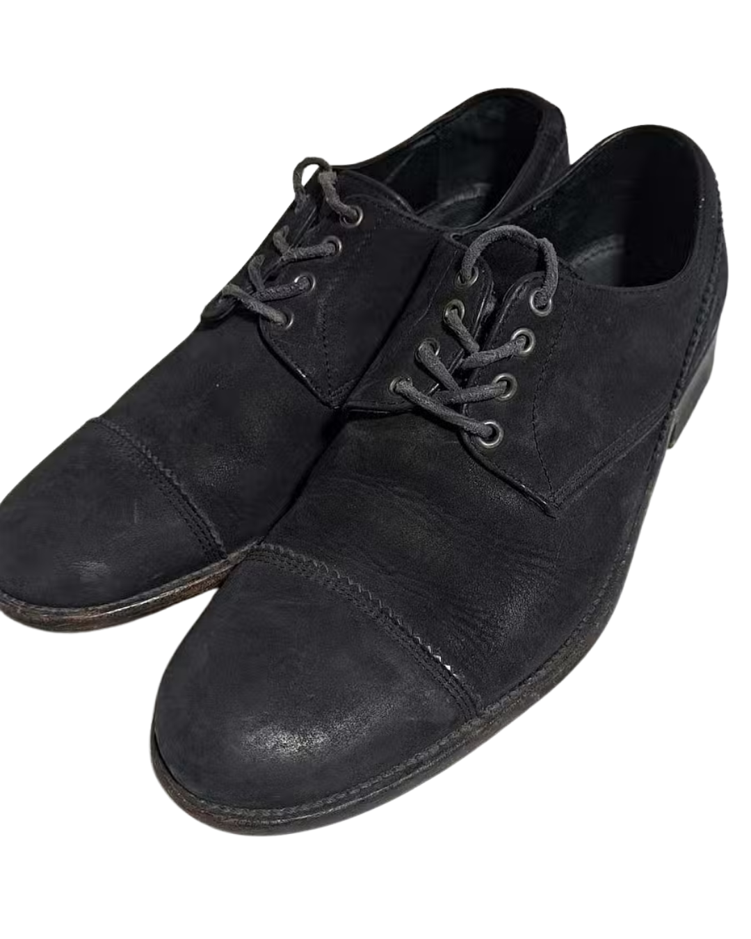 AllSaints Men s Black Leather Cap Toe Shoes USA 8 Maxsold