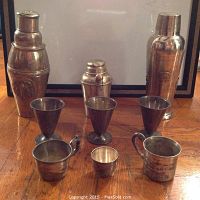 Front view of all nine items on hardwood floor