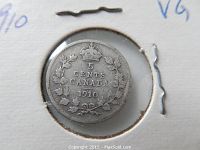 Reverse side showing denomination '5 CENTS CANADA 1910' with crown and wreath design.