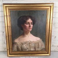 Full view of painting in ornate gilt wood frame