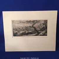 Full view of the framed etching 'At the Beach' by Marjorie Donaldson showing the overall appearance and matting.