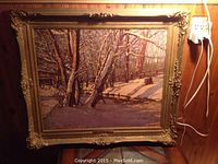 Full front view of framed painting