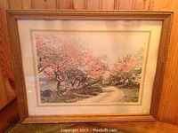 Full frontal image of the vintage framed print showing the artwork and the gold ornamental frame