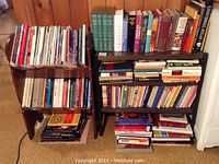 Two small bookcases side by side with books