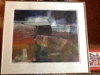 Abstract artwork titled Northern Lights #1 by D. Livingstone, signed print with an abstract composition in subdued colors.