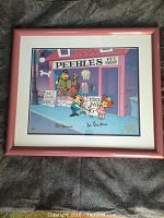 Framed cel showing full scene and matting