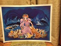 Full color image of the Disney print depicting a woman in pink with various animals and stormy background.