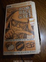 Photo of the original Eldon Indianapolis 8 Road Race set box showing vintage artwork and text.