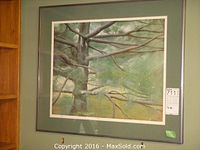 Framed 16x20 print showing pine tree branches and needles with visible signature and numbering below.