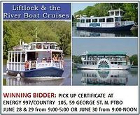 Promotional collage showing three views of the river cruise boat, overlay text “Liftlock & the River Boat Cruises”