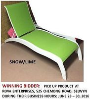 Single Rova Enterprises Telescope stacking chaise lounge in snow white and lime green