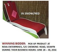 Red and white Rova Enterprises Telescope Stacking Chaise Lounge, full view