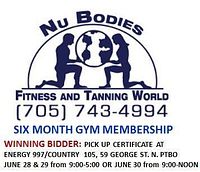 Image of the Nubodies Fitness and Tanning World six month gym membership certificate with pick up instructions and contact number.