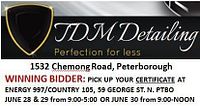Front of certificate showing TDM Detailing logo, address and pickup instructions