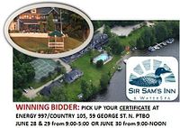 Printed gift certificate with resort images and terms and conditions text