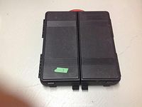 Closed black JobMate tool kit case with red handle showing case design and latch