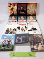 Photo showing all 12 DVD series sets arranged in rows with visible covers.