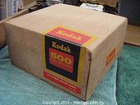 Original cardboard box of Kodak 500 projector labeled with Kodak logo and model number