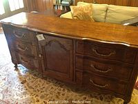 Front view of dresser with drawers closed showing overall finish and design