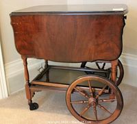 Front left angle view of tea cart with top closed