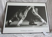 Full front view of framed black and white print showing dancing feet in zebra print heels and black male shoes. Image shows full frame and context.