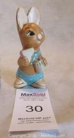 Front view of 5-inch Pendelfin Muncher bunny figurine holding bread and milk jug.