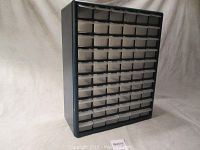 Front view of the 60-drawer parts holder cabinet showing all drawers closed