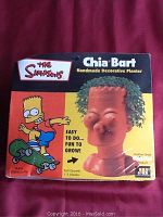Photo of boxed Simpsons Chia Bart Handmade Decorative Planter with packaging showing the product and artwork.