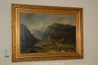 Front view of oil painting with gilt frame