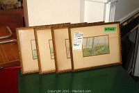 Set of four framed pictures with matching or similar frames, each 4.5x6.5 inches, positioned on a green surface showing size and quantity