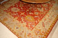 Perspective shot of rug under table edge