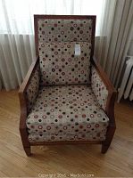 Front view of armchair with cushions in place
