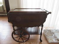 Front-left side view of entire tea service cart