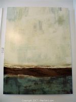 Front view of the full abstract print showing cream, brown, and greenish sections.