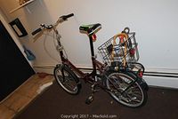 Side view of fully assembled Schwinn folding bike