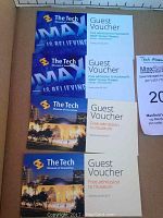 Four vouchers displayed flat: two vouchers for free admission to Hackworth IMAX Dome Theater, two vouchers for free admission to The Tech Museum of Innovation.