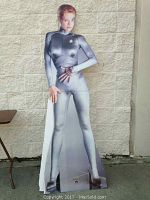 Front full view of the Seven of Nine cardboard cut-out showing the full figure and fold line in the middle.