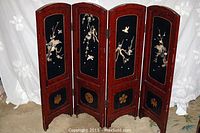 Full view of four-panel folding screen showing overall design, color, and condition