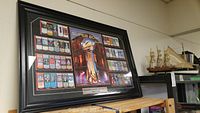 Framed 24x36 Super Bowl XLVII commemorative plaque with event tickets arranged around central artwork.